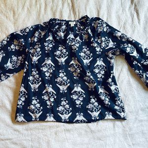 Women's J. Crew Factory Ruffleneck Floral Blouse Size Medium